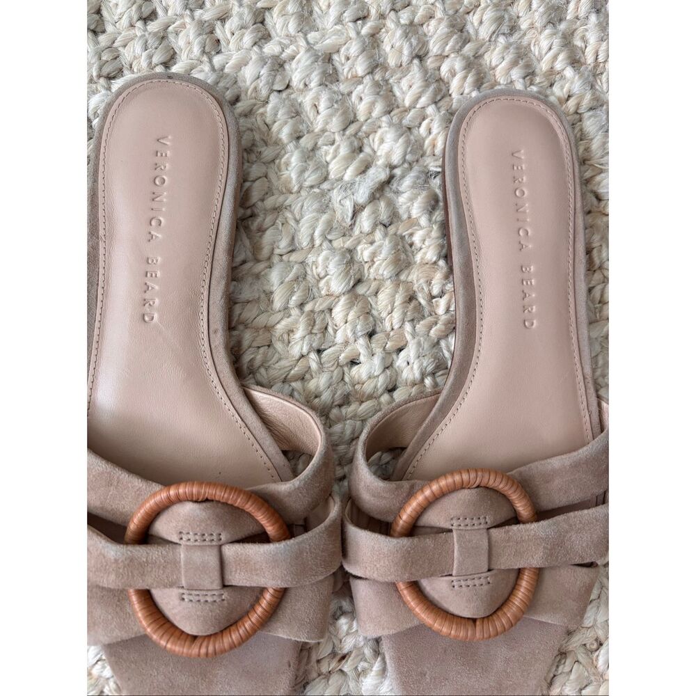 Veronica Beard Madeira Suede raffia Ring Slide Sandals | Quiet Luxury Resort Fla - Picture 5 of 8